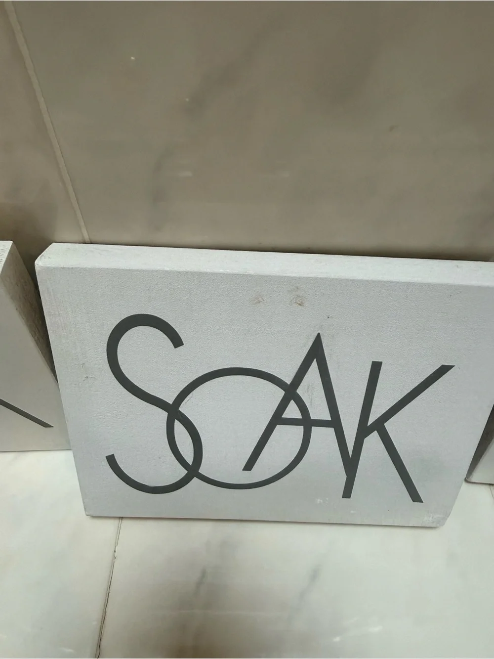 Relax Soak Unwind Wall Blocks - White with Gray Lettering - Set of 3